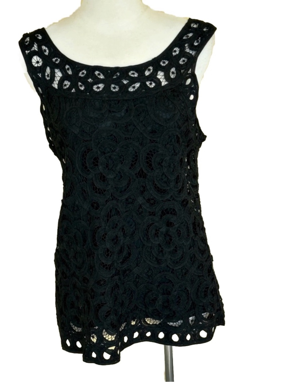 Vintage Double D Ranch Black Lace Blouse Top sz Small full li…